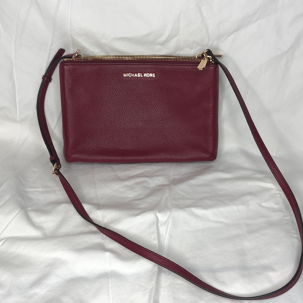 Michael Kors Large Pebbled Leather Double-Pouch Crossbody